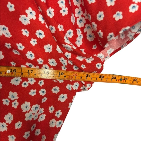 Banana Republic Red Floral Short Flutter Sleeve Mini Dress Size 14 - Picture 9 of 12